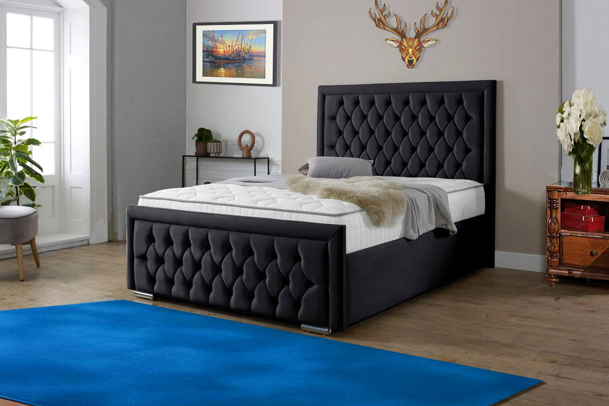 “Reliance Beds UK – Gio Line Design Bed with Gas Lift Storage (All Fabrics & Colours)”