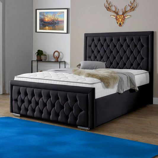 “Reliance Beds UK – Gio Line Design Bed with Gas Lift Storage (All Fabrics & Colours)”