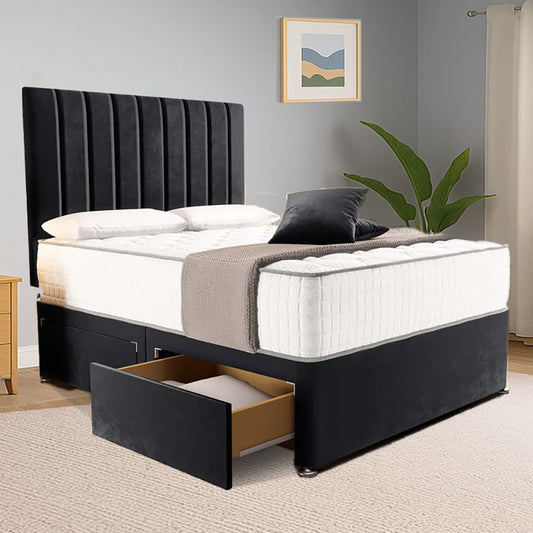 “Reliance Beds UK – Gio Line Divan Bed With Optional Draws Storage (All Fabrics & Colours)”
