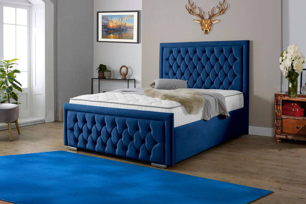 “Reliance Beds UK – Gio Line Design Bed with Gas Lift Storage (All Fabrics & Colours)”