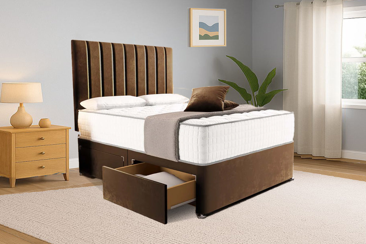 “Reliance Beds UK – Gio Line Divan Bed With Optional Draws Storage (All Fabrics & Colours)”