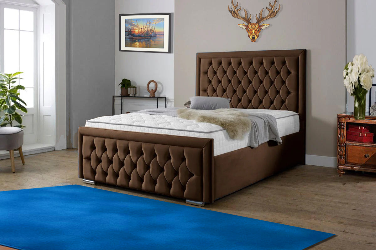 “Reliance Beds UK – Gio Line Design Bed with Gas Lift Storage (All Fabrics & Colours)”