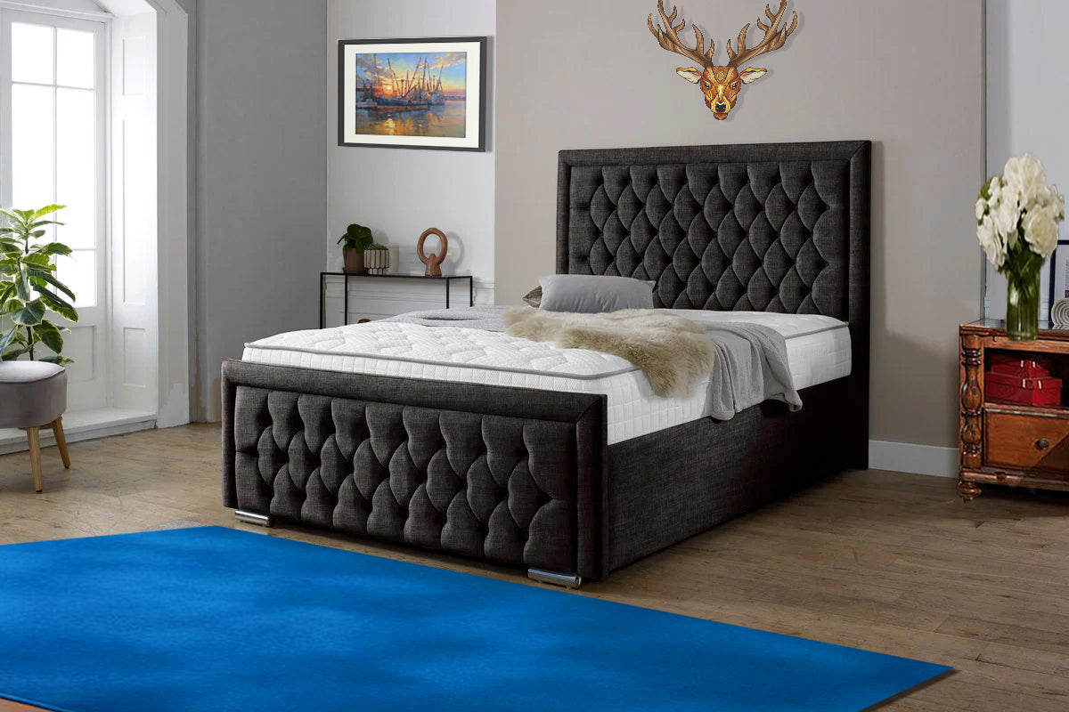 “Reliance Beds UK – Gio Line Design Bed with Gas Lift Storage (All Fabrics & Colours)”