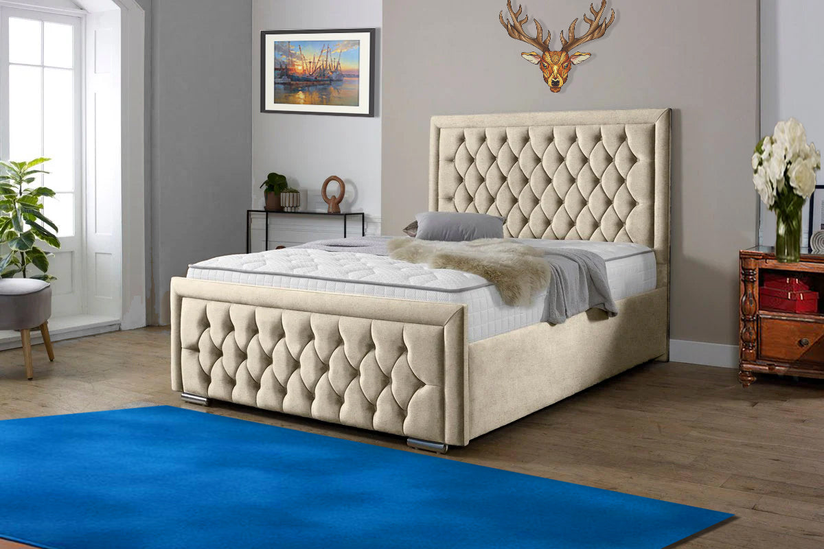 “Reliance Beds UK – Gio Line Design Bed with Gas Lift Storage (All Fabrics & Colours)”