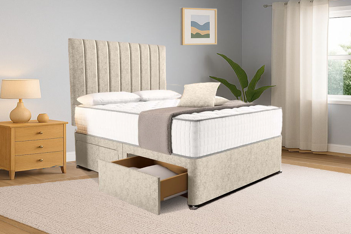 “Reliance Beds UK – Gio Line Divan Bed With Optional Draws Storage (All Fabrics & Colours)”