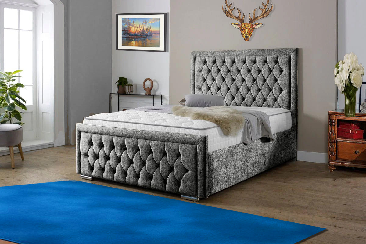 “Reliance Beds UK – Gio Line Design Bed with Gas Lift Storage (All Fabrics & Colours)”