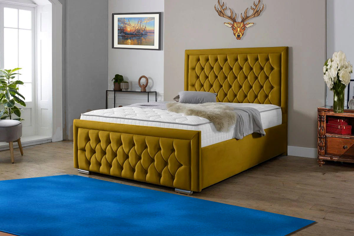 “Reliance Beds UK – Gio Line Design Bed with Gas Lift Storage (All Fabrics & Colours)”