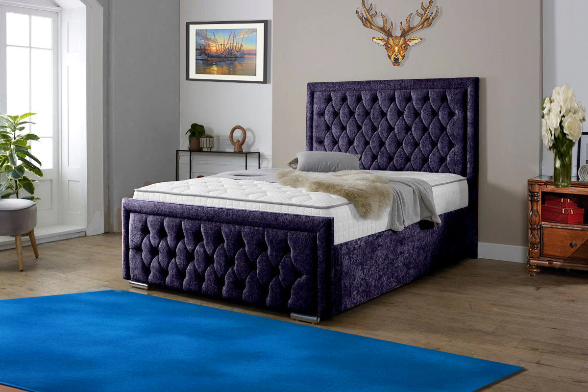 “Reliance Beds UK – Gio Line Design Bed with Gas Lift Storage (All Fabrics & Colours)”