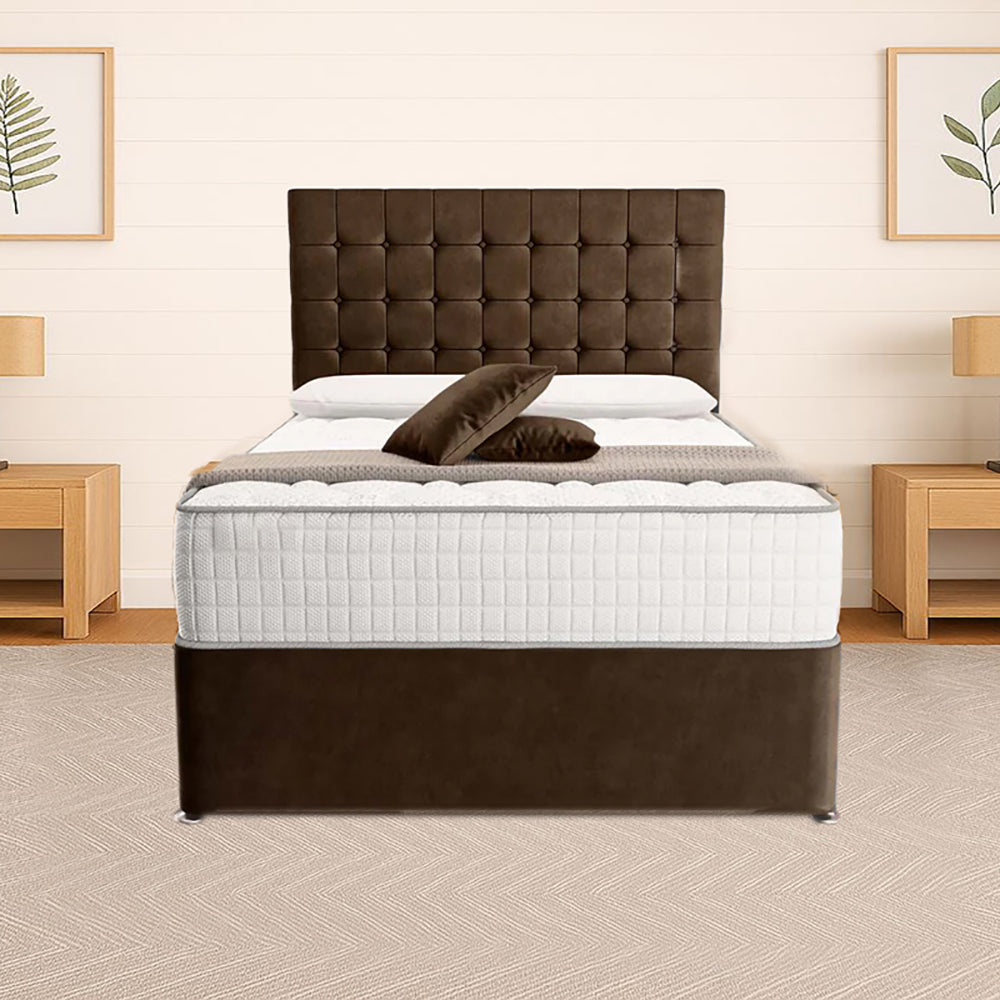 “Reliance Beds UK – Cubed Design Divan Bed With Optional Draws Storage (All Fabrics & Colours)”