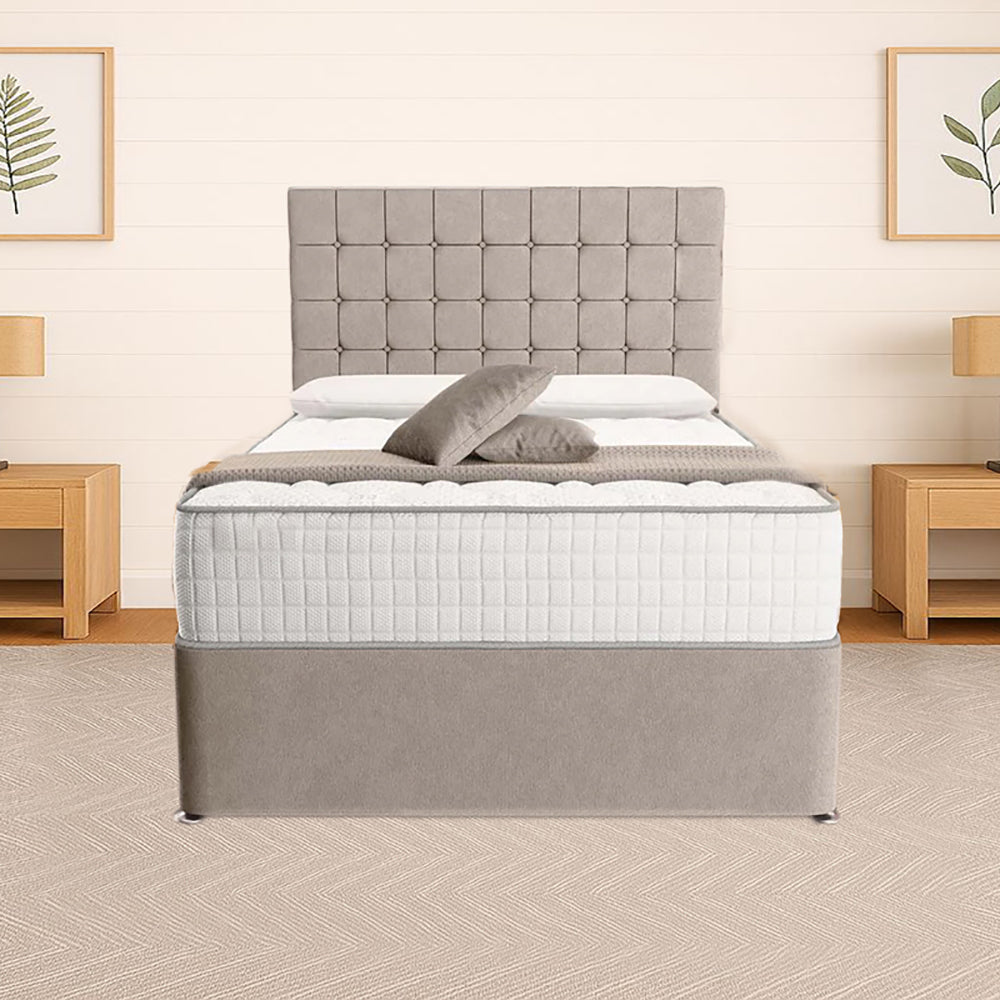 “Reliance Beds UK – Cubed Design Divan Bed With Optional Draws Storage (All Fabrics & Colours)”