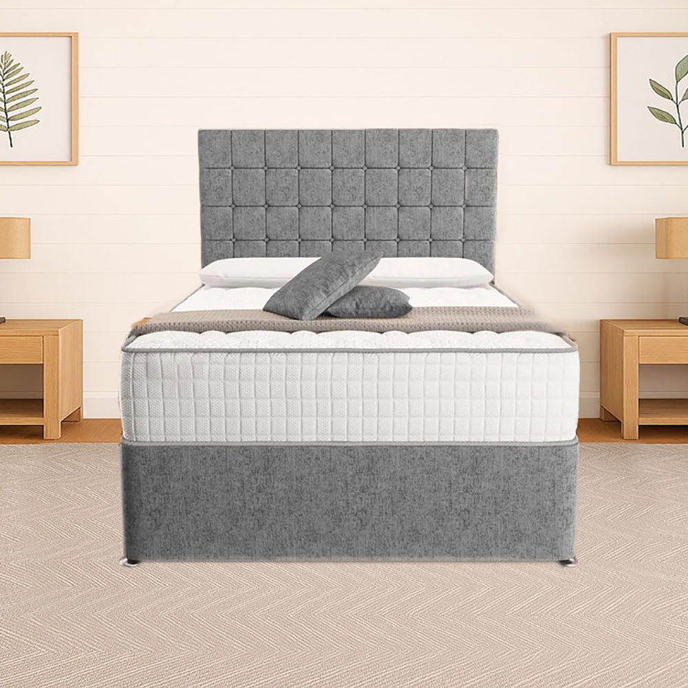 “Reliance Beds UK – Cubed Design Divan Bed With Optional Draws Storage (All Fabrics & Colours)”