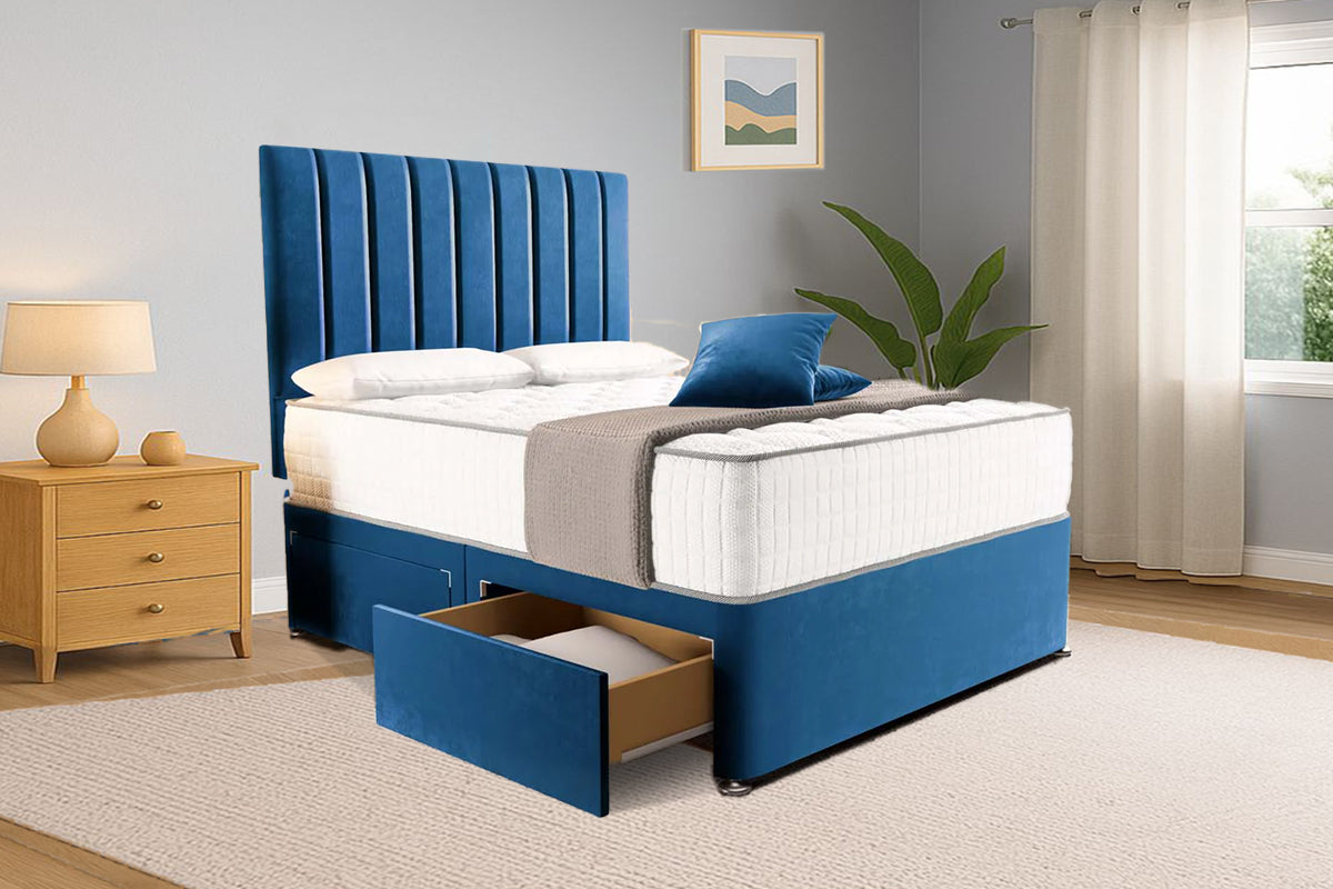 “Reliance Beds UK – Gio Line Divan Bed With Optional Draws Storage (All Fabrics & Colours)”