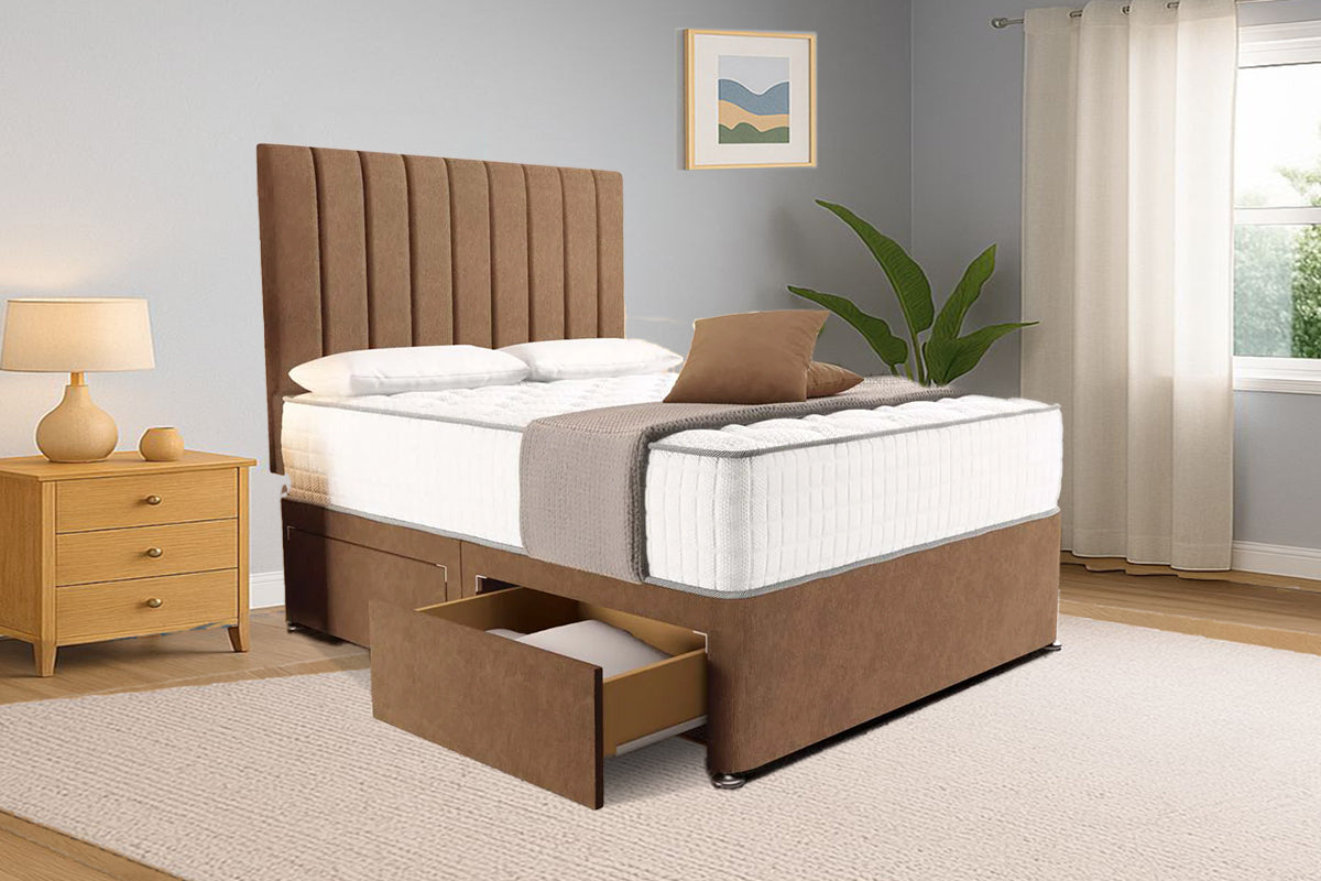 “Reliance Beds UK – Gio Line Divan Bed With Optional Draws Storage (All Fabrics & Colours)”