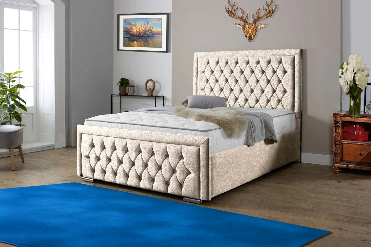 “Reliance Beds UK – Gio Line Design Bed with Gas Lift Storage (All Fabrics & Colours)”