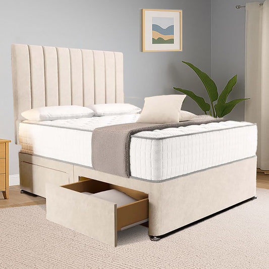 “Reliance Beds UK – Gio Line Divan Bed With Optional Draws Storage (All Fabrics & Colours)”