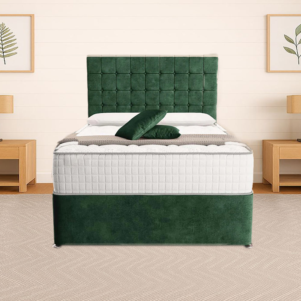 “Reliance Beds UK – Cubed Design Divan Bed With Optional Draws Storage (All Fabrics & Colours)”