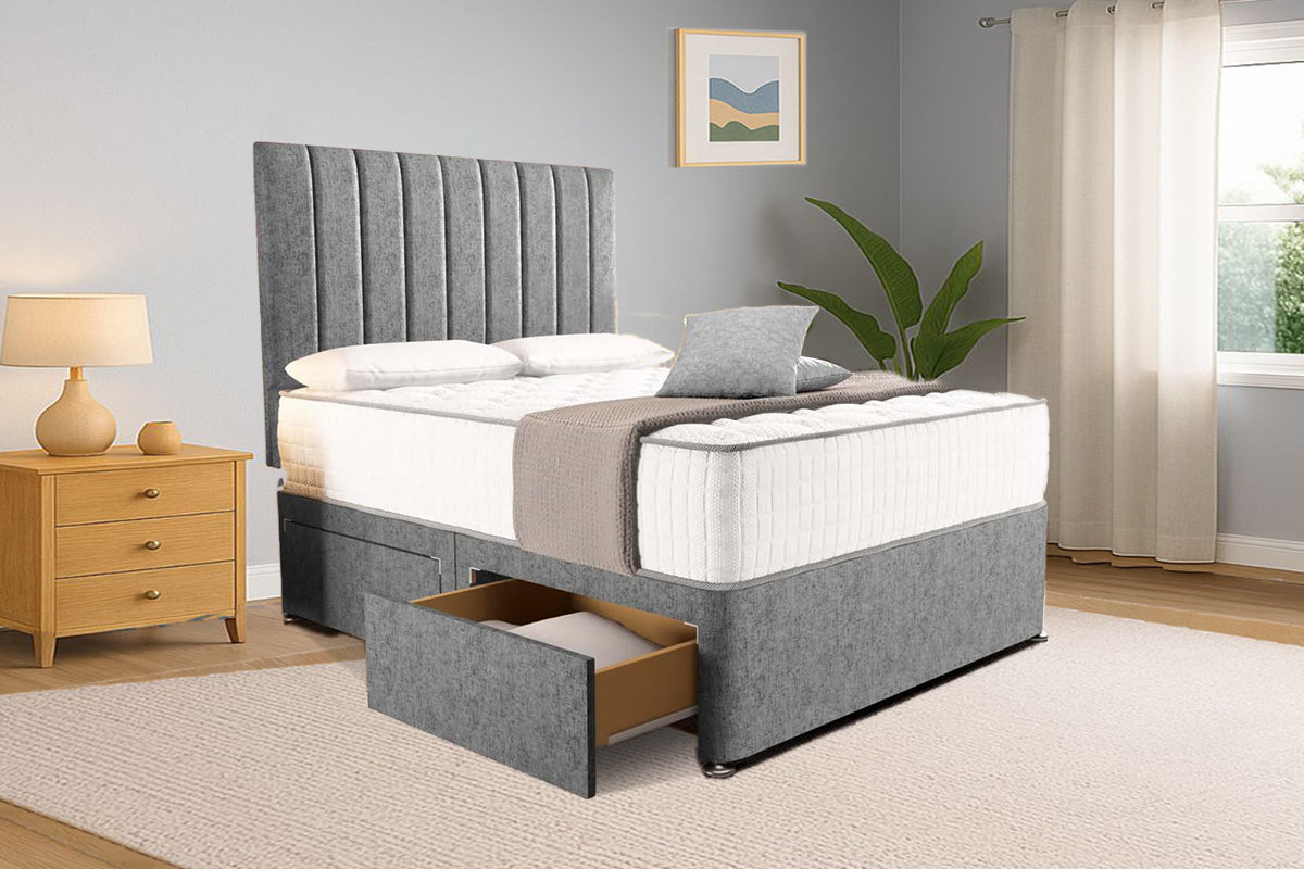 “Reliance Beds UK – Gio Line Divan Bed With Optional Draws Storage (All Fabrics & Colours)”