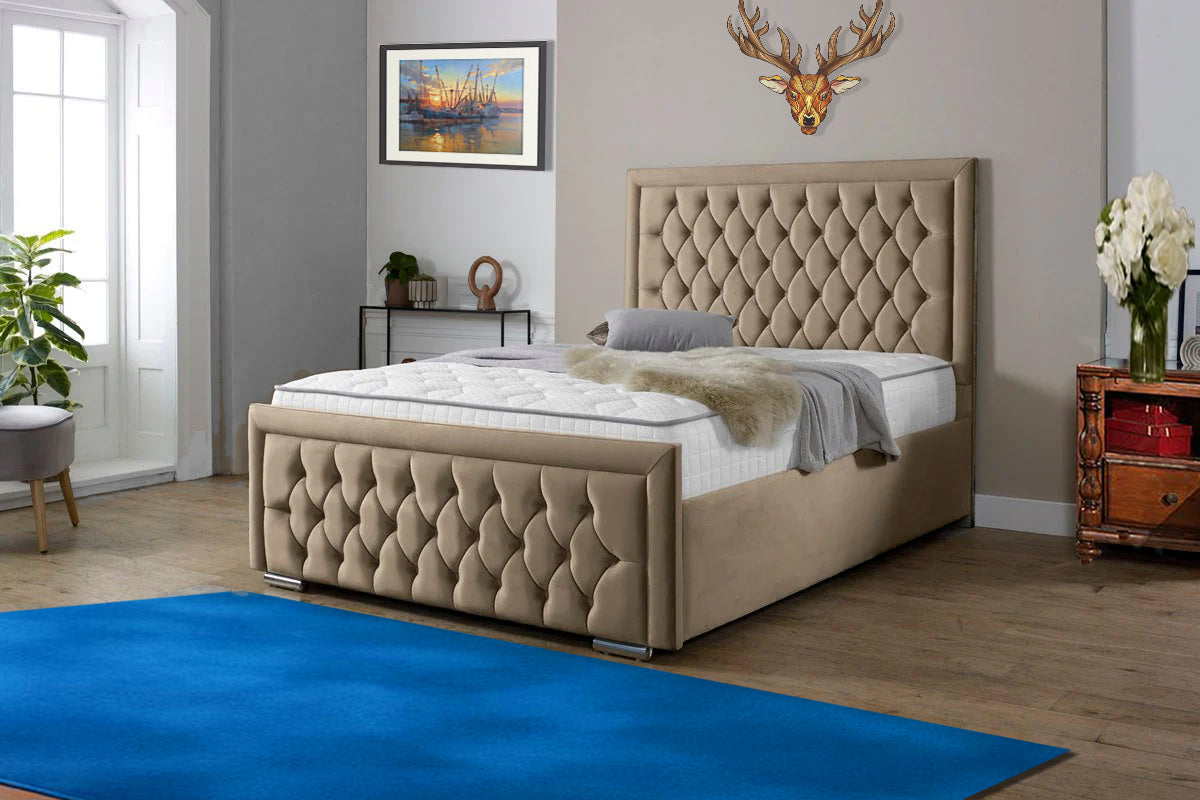 “Reliance Beds UK – Gio Line Design Bed with Gas Lift Storage (All Fabrics & Colours)”