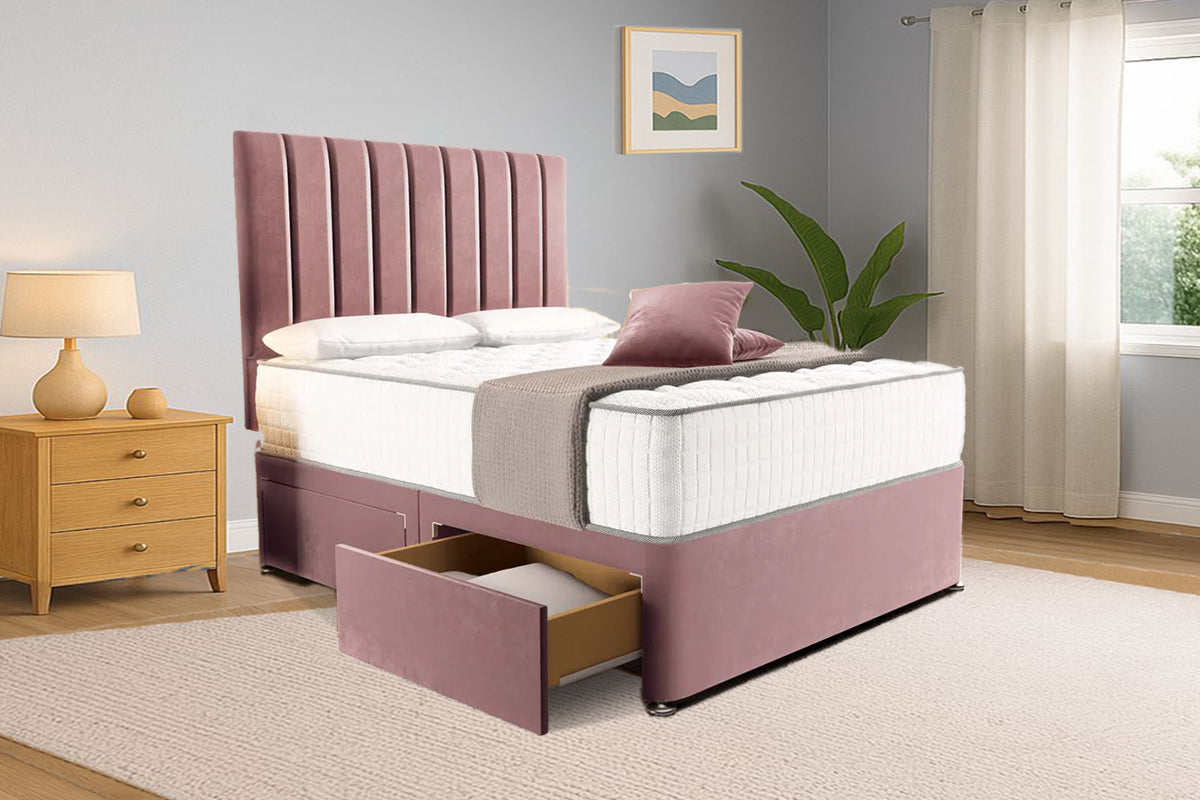 “Reliance Beds UK – Gio Line Divan Bed With Optional Draws Storage (All Fabrics & Colours)”