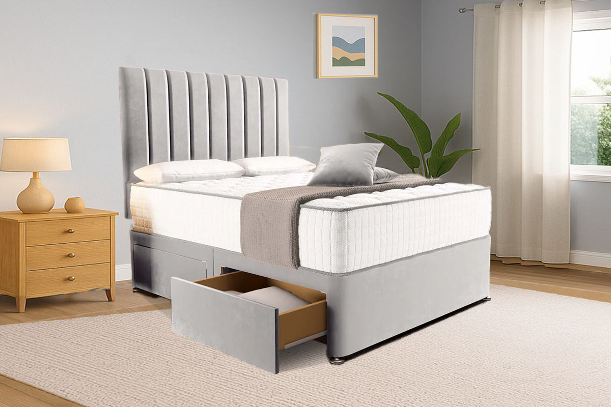 “Reliance Beds UK – Gio Line Divan Bed With Optional Draws Storage (All Fabrics & Colours)”