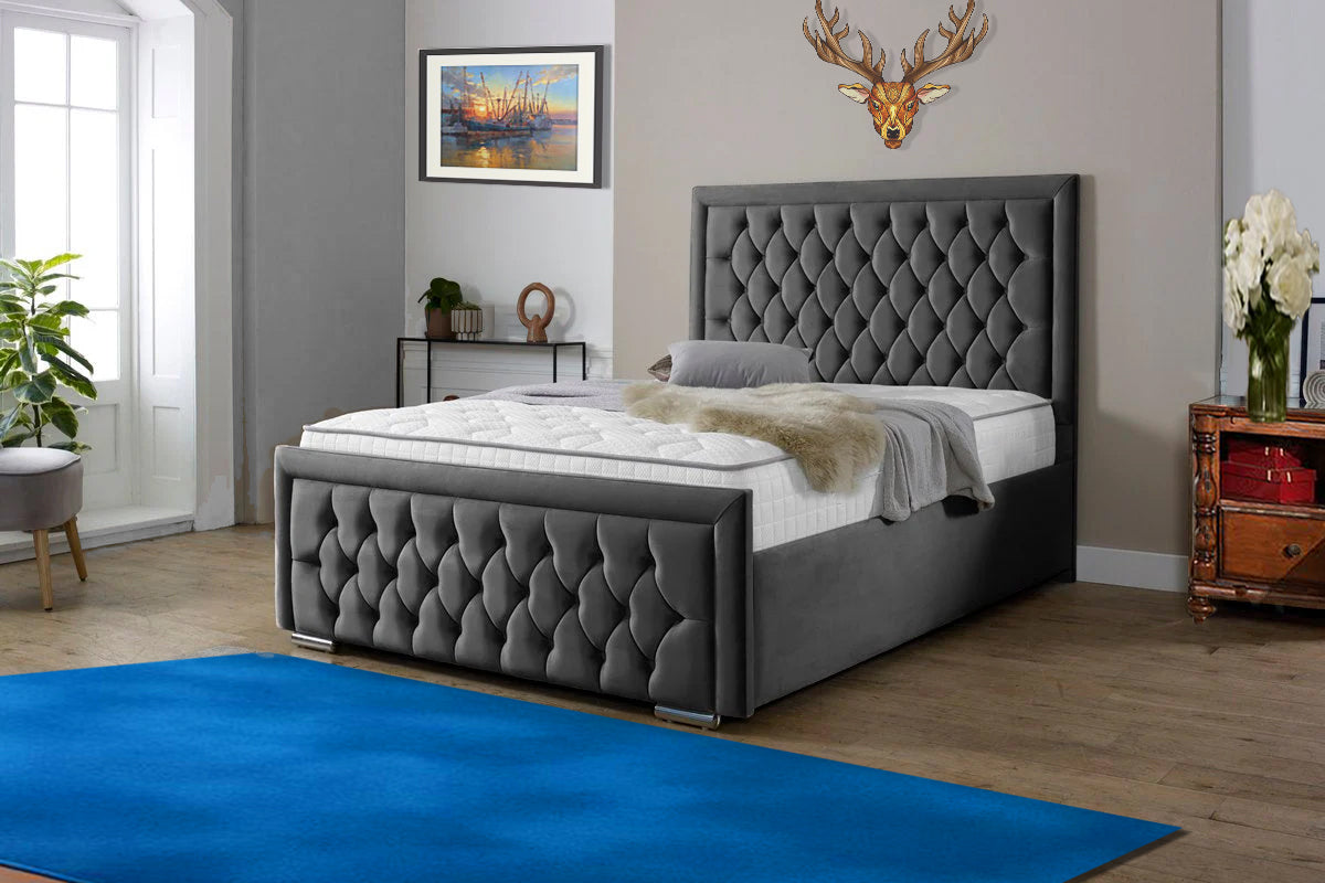 “Reliance Beds UK – Gio Line Design Bed with Gas Lift Storage (All Fabrics & Colours)”